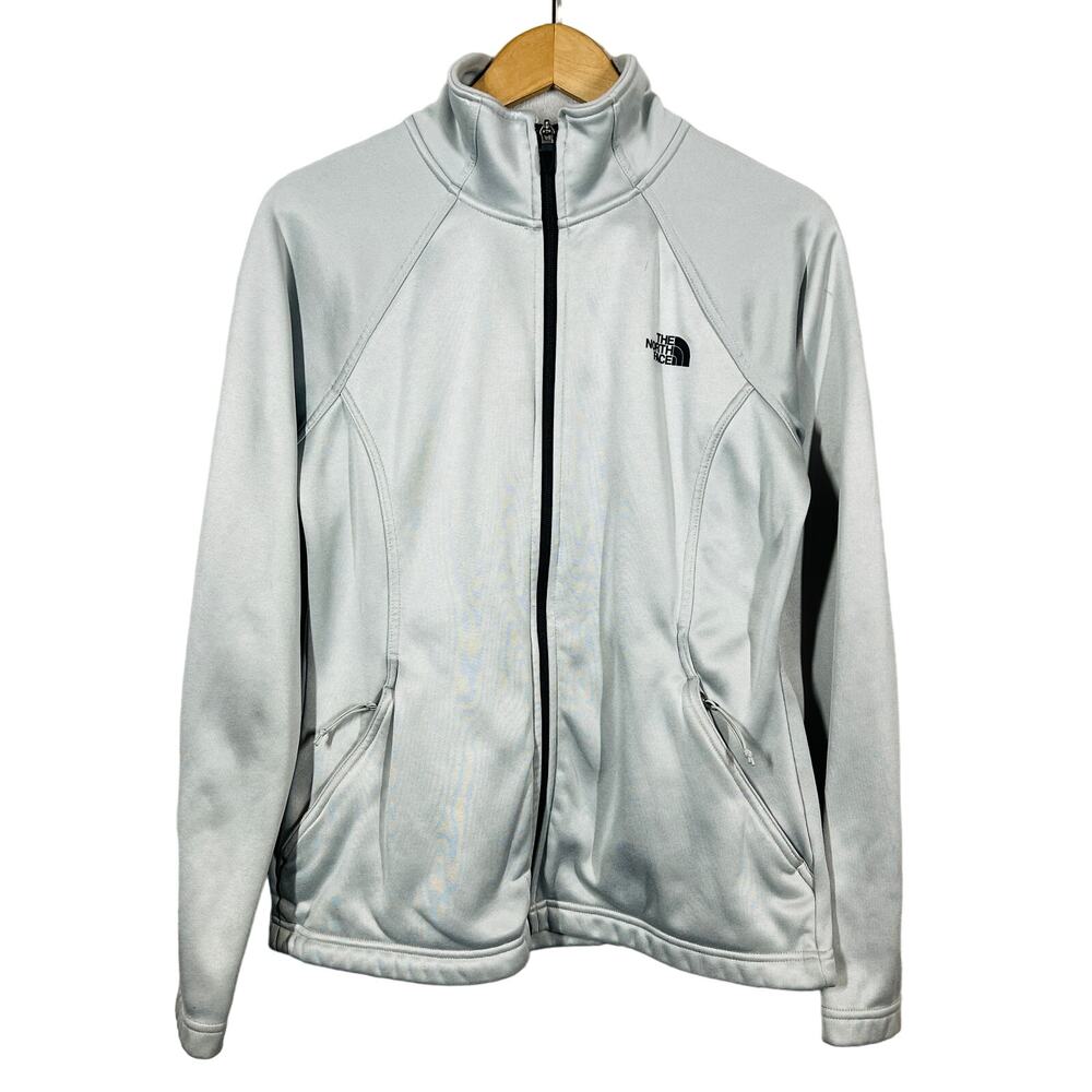 The North Face Fleece Lined Jacket Long SLeeve Mock Neck Silver Winter - M
